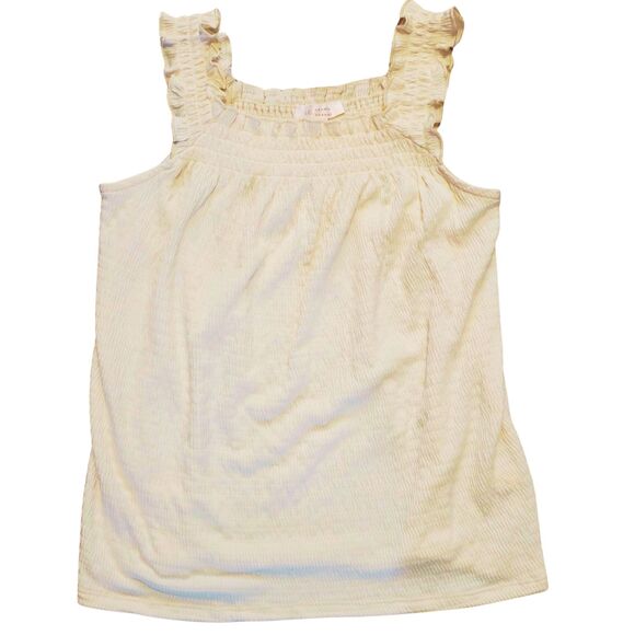 LC Lauren Conrad Tops - Lauren Conrad Cream Boho Smocked Ruffle Tank Top PXS Farmcore Prairie